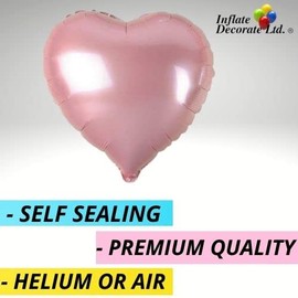 Inflate Decorate 18 inch Large Star and Heart Balloons Foil Baloons Helium or Air, 5 PACK (5pcs Pink Hearts)