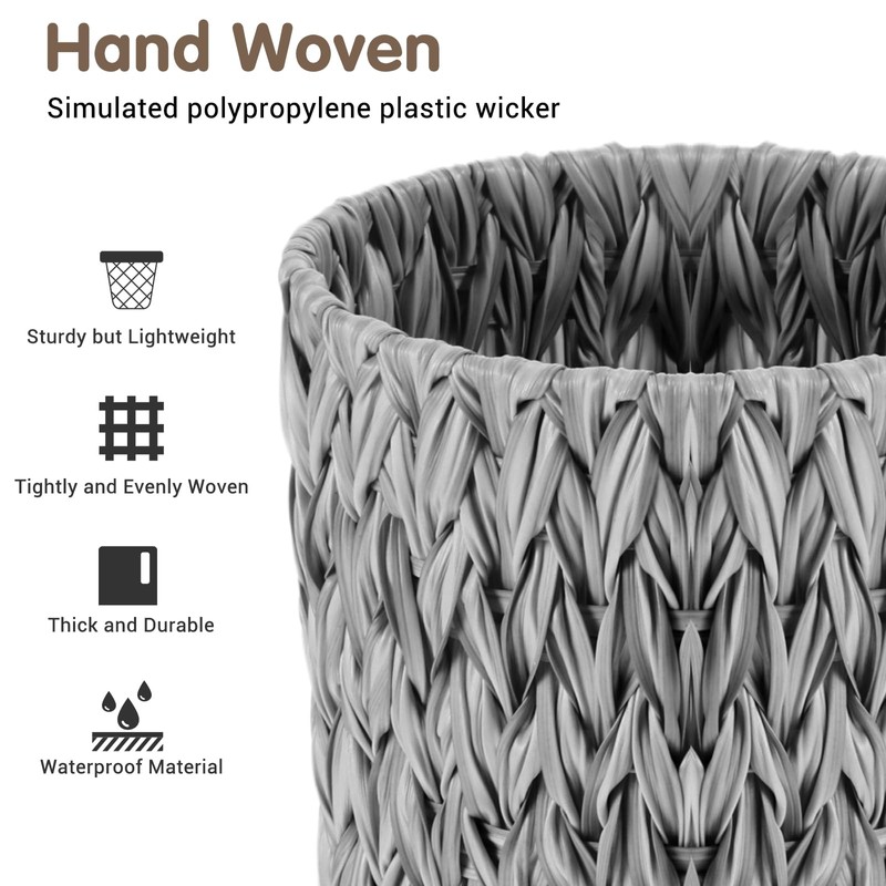 Wicker Trash Can Woven Water Hyacinth Wicker Waste Basket Small