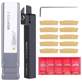 VerRich 11PCS Lathe Grooving Cutting Tools Kit,MGEHR1212-2 Parting Grooving Cut-Off Tool Holder Boring Bars with 10pcs MGMN200-G 2mm Carbide Inserts