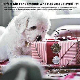 HAKSEIFA Pet Memorial Suncatcher,Dog Memorial Gifts for Loss of Dog,Pet Sympathy Crystal Sun Catcher with Silver Stand,Thoughtful Dogs and Cats Remembrance,Sympathy,Bereavement Gifts