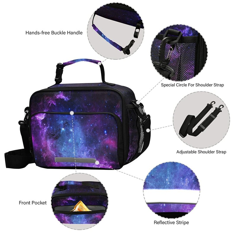 Lunch Box Insulated Soft Lunch Bag Lunch Container Universe Galaxy