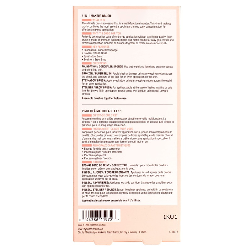 Physicians Formula, 4-in-1 Makeup Brushes, Travel Makeup Brushes, Eyeshadow Brushes,