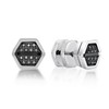 Hexagon Stud Earrings for Men in Stainless Steel with Round