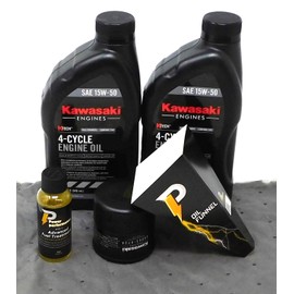Power Performance 15W-50 Synthetic Oil Change Kit for Kawasaki 49065-0724 and Fuel Treatment