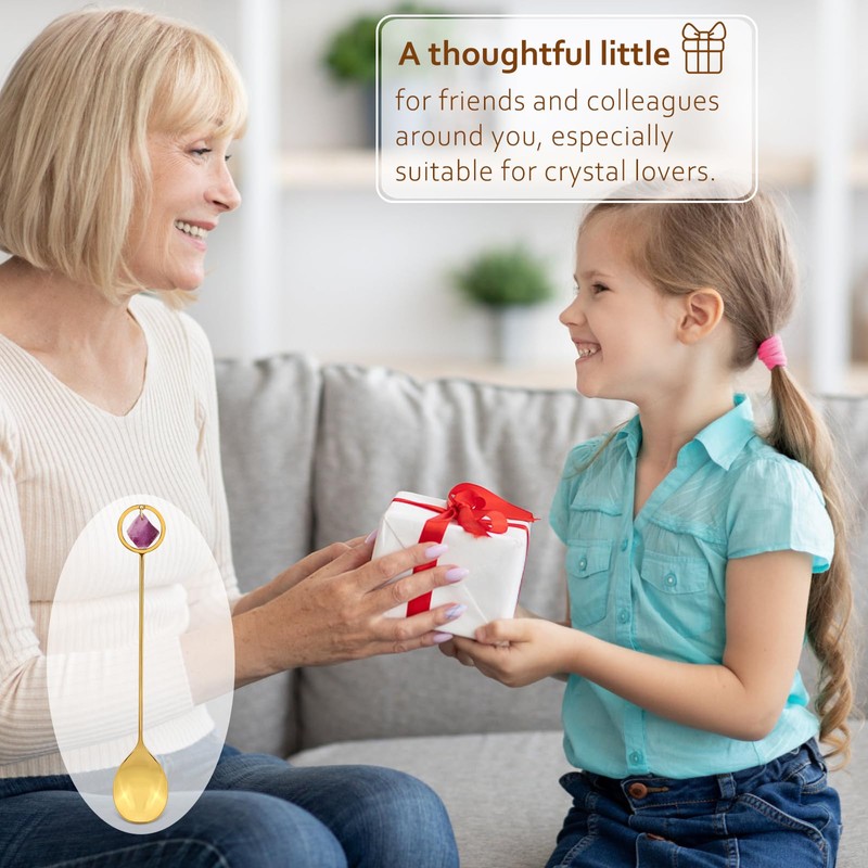 Witchcraft Spoon Retro with Crystal 1 Pcs for Gift (Golden-spoon)