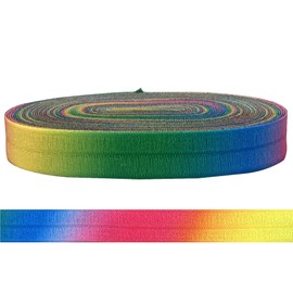 Bowtique Emilee Rainbow Prints 5/8" Elastic 10 yards Spool, Fold Over Elastic for Face Masks, Headbands or Hair Ties (Spectrum)