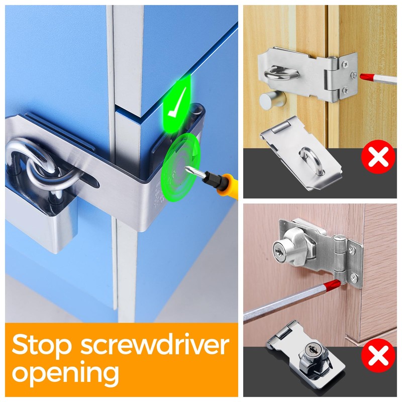 GEMASP Hasp Latch 2 Pack, 90 Degree Solid 304 Stainless