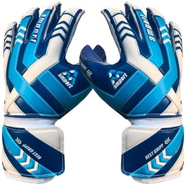 amport Goalkeeper Gloves – Finger Spine Protection, Hybrid Cut & Wide Double Layer Wristband – Unique Designed, Best Grippy and Consistent Palm Grip Goalie Gloves for Kids, Youth & Adult
