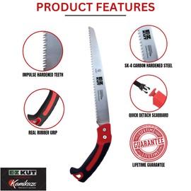 EZ Kut Kamikaze Max Saw Straight Blade - 19.7 Inches - Heavy Duty Pruning Saw - Carbon Hardened Steel Japanese Technology- Best Pruning Saw for Tree Trimming - Made in SPAIN