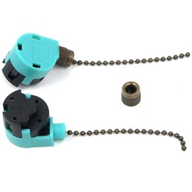 Ceiling Fan Pull Switch ZE-268S6 3 Speed 4 Wire Pull Chain Switch Control Switch Compatible with Hunter Ceiling Fans, Wall Lamps, Cabinet Light Fans (2 Pack, Bronze)