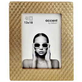 accent by nielsen Dorato Photo Frame 13 x 18 cm Wood Gold Photo Frame for Standing in Portrait and Landscape Format Real Glass