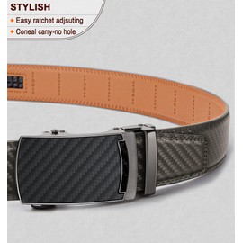 KEMISANT Belt Men, Leather Sliding Ratchet Belt For Mens Dress Pants Suit Oxfords,Size Adjustable(Sacred Grey-44-52" Waist Adjustable)