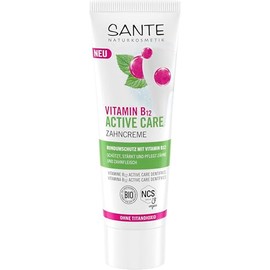 SANTE Naturkosmetik Vitamin B12 Active Care Toothpaste, All-Round Protection for Teeth and Gums, with Fluoride & Xylitol, No Titanium Dioxide, Certified Vegan Natural Cosmetics, 75 ml