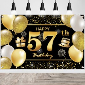57th Happy Birthday Banner IMISI Birthday Decorations Birthday Backdrop Decorations for a Party