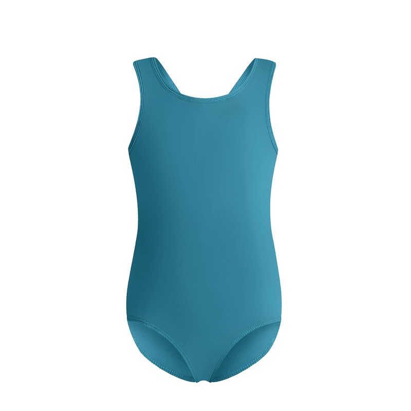 Phineein - Maillot de gimnasia para niñas, espalda cruzada, sin