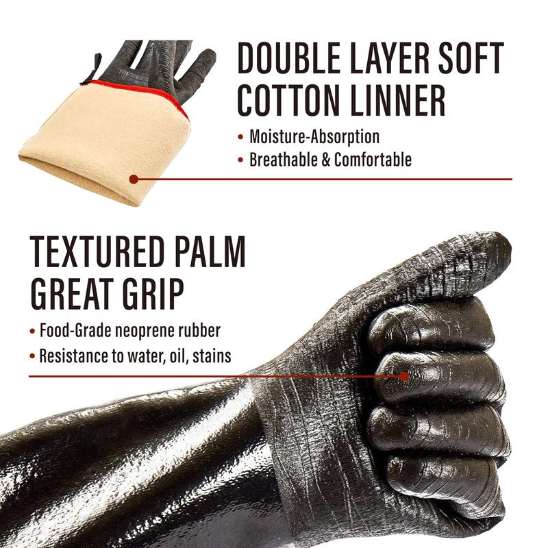 RAPICCA BBQ Grill Gloves, 932°F Heat Resistant Neoprene, 14 in