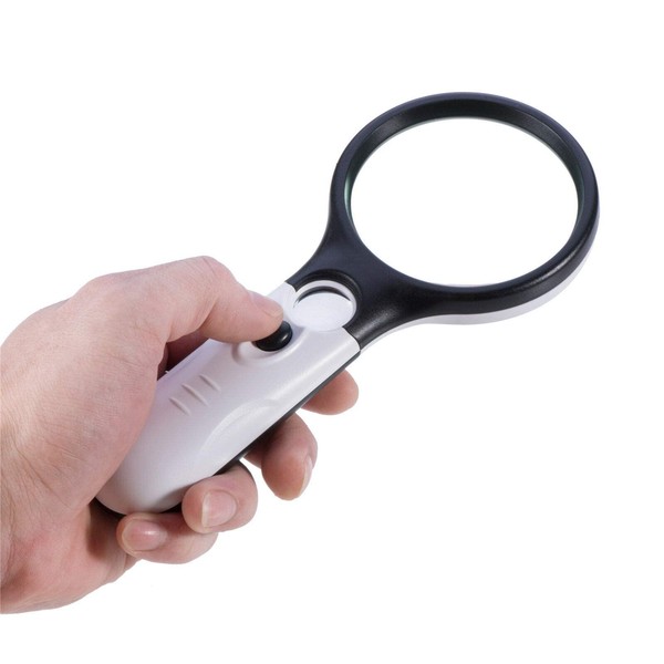 New 100x Handheld Magnifying Glass Reading Lens 3 LED Light Jewelry Loupe