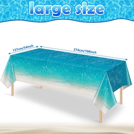 Hallswl 6Pcs Ocean Waves Tablecloth, Ocean Water Print Tablecloths Summer Disposable Plastic Table Covers for Beach Surf Pool Sea Themed Party Birthday Decorations,54X108inch