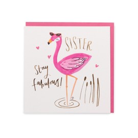 Kindred UK Greetings Stay Fabulous Flamingo - Sister - Birthday Card, 159x159mm