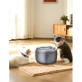 GROOVYPETS 2.5 L  Translucent Pet Drinking Water Fountain Waterer for Cats Dogs-3 Colors 4U - Black Color Water Fountain