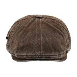 KeepSa Men's Cotton Flat Cap Beret Cap Newsboy Style Hat, B24 - Coffee