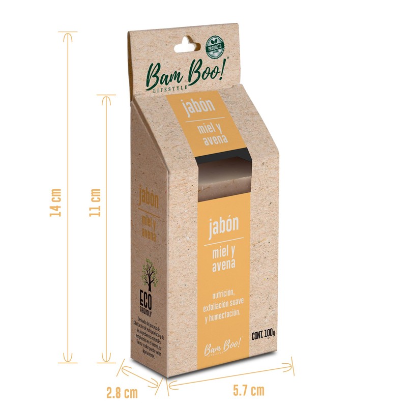 Jabón Artesanal Natural Miel y Avena 100 g Bam Boo!