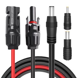 Goupchn - Conector de panel solar a CC de 5,5 mm x 2,1 mm, cable de extensión adaptador 16 AWG 4,59 pies/1,4 m con CC 8 mm, adaptador de CC 4 mm x 1,7 mm para estación de energía portátil, generadores