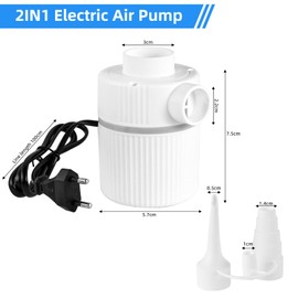 Electric Air Pump for Air Mattress, Mini Vacuum Pump with 3 Nozzles for Vacuum Bags, Portable Vacuum Pump for Swimming Rings, Vacuum Bags, 200 L/min Extraction Efficiency, 4 KPA Suction Power 200-240 V, 30 W