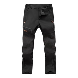 Postropaky Mens Hiking Snow Ski Pants Waterproof Outdoor Insulated Softshell Pants Snowboard Zipper Bottom Leg (Black, 34W x 34L)