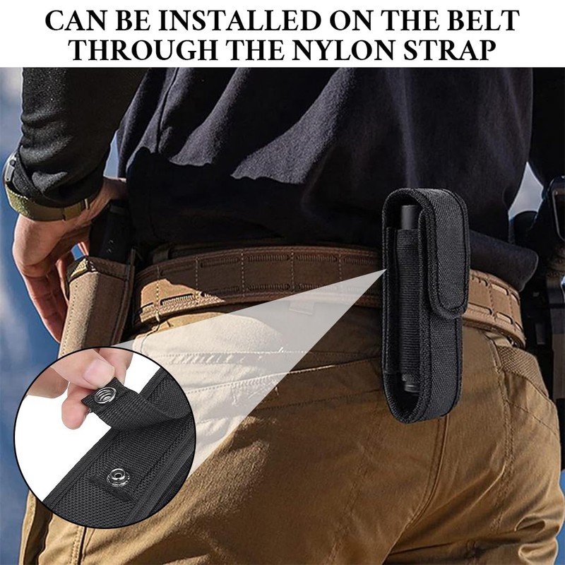 JEYORZY Tactical Flashlight Bag Holster, Flashlight Holster Holder Cover Nylon