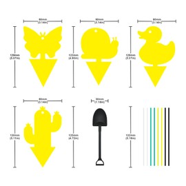 Gideal 48-Pack Dual-Sided Yellow Sticky Traps for Indoor/Outdoor Use, Gnat Trap for Flying Plant Insect Such as Fungus Gnats, Whiteflies, Aphids, Fruit Fly, Leafminers, etc - Cute Shapes