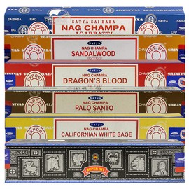 Satya Incense Sticks Variety Pack #3 and Incense Stick Holder Bundle with 6 Most Popular Fragrances