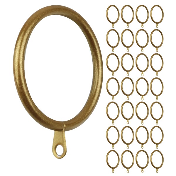 Meriville 28 pcs Gold 1.5-Inch Inner Diameter Metal Curtain Rings with Eyelets, Fits Up to 1 1/4-Inch Rod