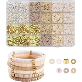 Ceeyoll Beads for bracelets, 2064 pieces, 6 mm beads set, jewellery, threading clay beads, bead set beads for threading, bracelets make your own set for bracelet, necklaces, jewellery making kit.