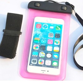 Universal Waterproof Phone Pouch w/Arm Band & Lanyard Armband Diving Beach Dry Bag Skiing Holder (1 pcs in Random Color)