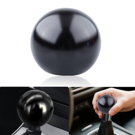 MOXRUQ Car Round Ball Shift Knob, Racing Style Aluminum Alloy Gear Shift Knobs, Lever Shifter Handle Modified Accessories, Gear Shift Stick Head with 3 Adapters, Universal for Most Cars SUVs (Black)