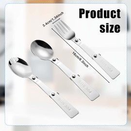 3pcs Folding Spoon and Fork for Thermos Funtainer Food Jar 16oz, Multi-Functional Stainless Steel Foldable Spoon Fork Replacement Portable Cutlery Set for Thermos Outdoors Picnic Camping