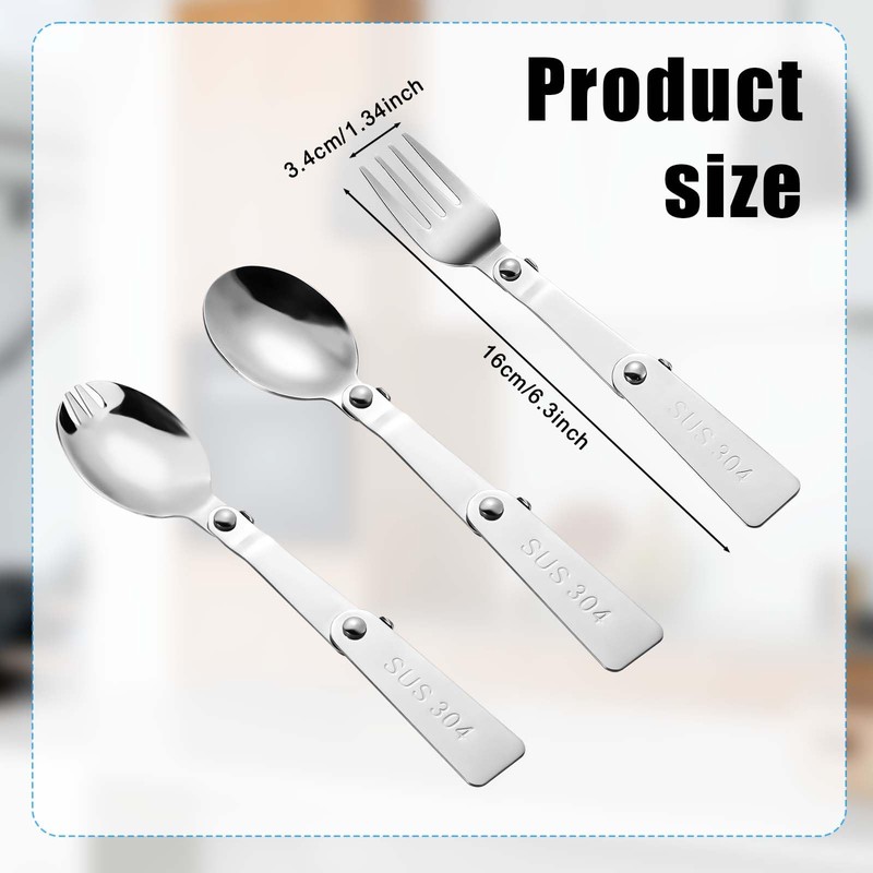 3pcs Folding Spoon and Fork for Thermos Funtainer Food Jar