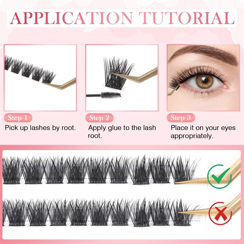 Glowing Win Cluster Lashes 144PCS Individual Lashes Natural Look DIY