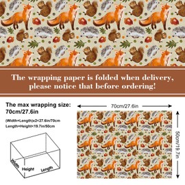 AnyDesign Fall Wrapping Paper Autumn Sunflower Maple Leaves Animal Wrap Paper Bulk Woodland Fox Hedgehog Art Craft Paper for Thanksgiving Birthday Gift Packing, Folded Flat, 10 Sheet