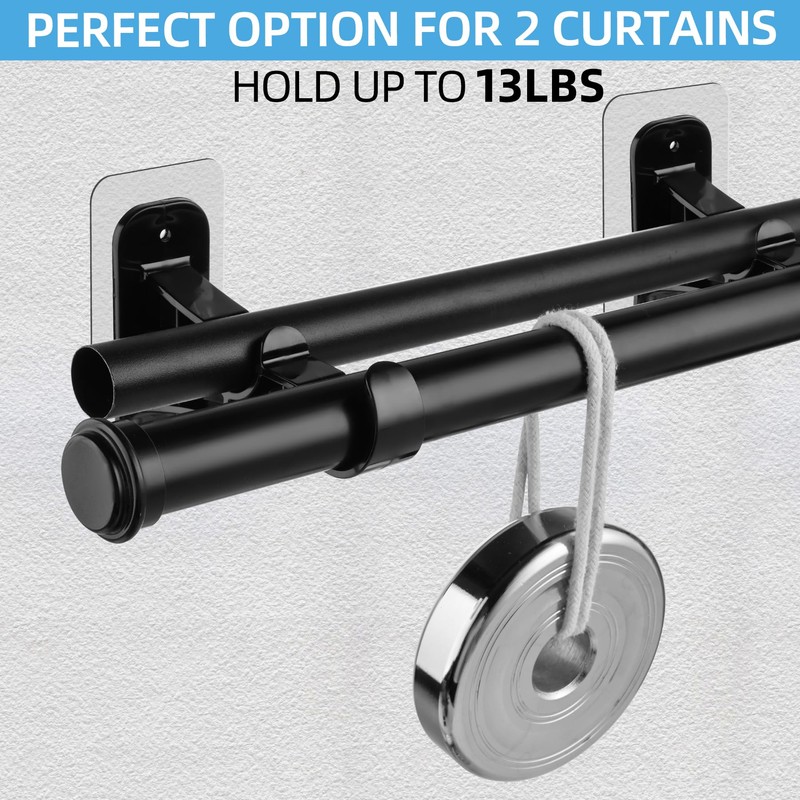 Antimbee 12 Pack No Drill Double Curtain Rod Brackets, No