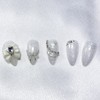 White Crystal Ribbon Nail - Short Oval / 화이트 크리스탈