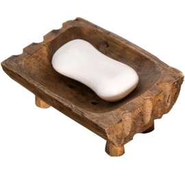 Large Rustic Teak Wood Soap Holder, Farmhouse Wooden Soap Dish,Decorative Bathroom Shower Soap Holder, Handmade Kitchen Countertop Soap Stand with Draining Holes