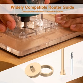 inBovoga 1/4"(6.35mm) Solid Brass Routing Guide Bushing for Router Templates, Alignment Pin, HSS End Mill Bit 15/64"(6mm) Shank, Perfect for 1/4" Mill Routing Bushing Template Use