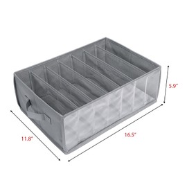 Zilink Upgraded Underwear Drawer Organizer with Support Board, Clear Drawer, 7 Grids Divider, Sock Organizer for Closet, Nursery, Baby Clothes, Bra, Sock, Tie - 3 Pack