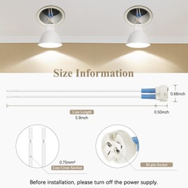 DiCUNO G4, GU5.3 Bi-Pin Ceramic Base Socket, MR16, MR11 Halogen Incandescent LED Bulb Holder Wire Connector (50pcs)