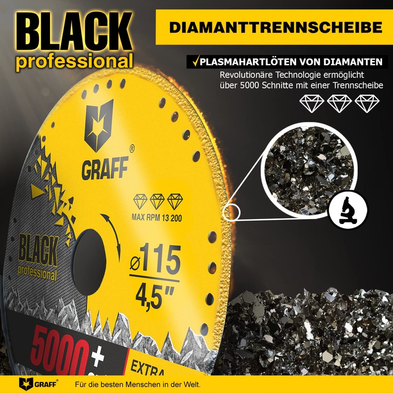 Metal Cutter GRAFF Black Cut Off Wheels 115mm - Diamond