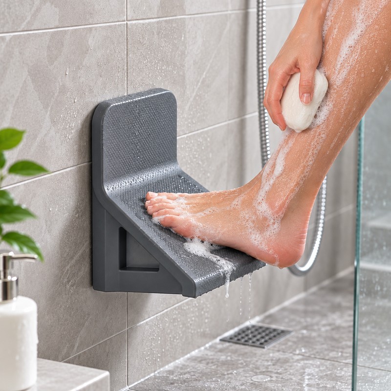 Bathroom Foot Rest for Body Cleaning – Freestanding Plastic Single-Tier