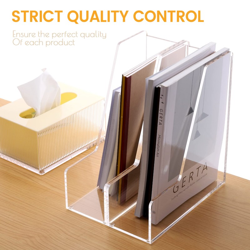 HeZone Magazine Holder, Clear Acrylic Desk Organizers, File Organizer for