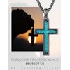 ADMETUS Black Cross Necklace for Men Sterling Silver Western Turquoise